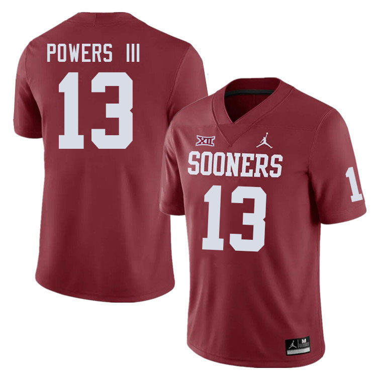 Men #13 Reggie Powers III Oklahoma Sooners College Football Jerseys Stitched-Crimson